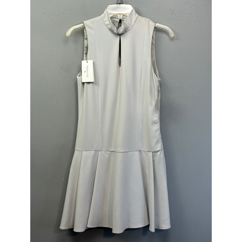 Patrizia Pepe Dress Womens Small 40 Gray Fjord Gray Mock Drop Waist Pleated Mini